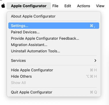 Configurator settings